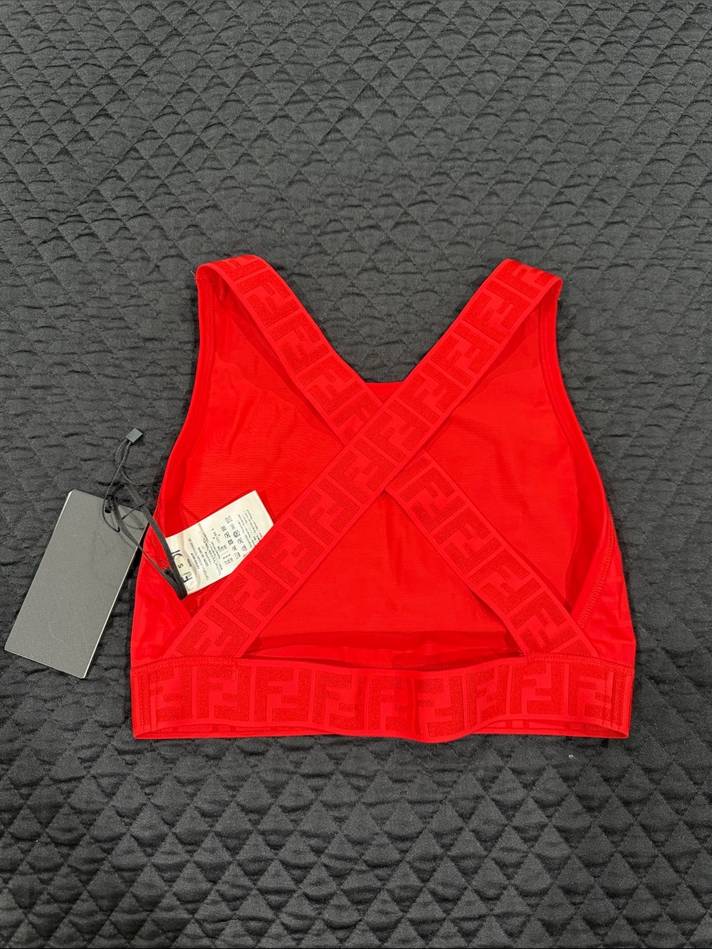Fendi Red FF-Pattern Racerback Crop Top - Picture 2 of 2